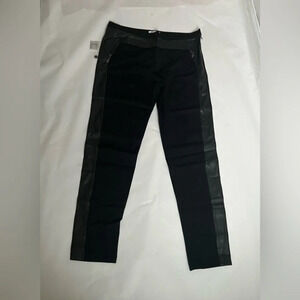 Alberto Makali NWT Side Eco Leather Details Black Pants Pull On Straight Leg 16